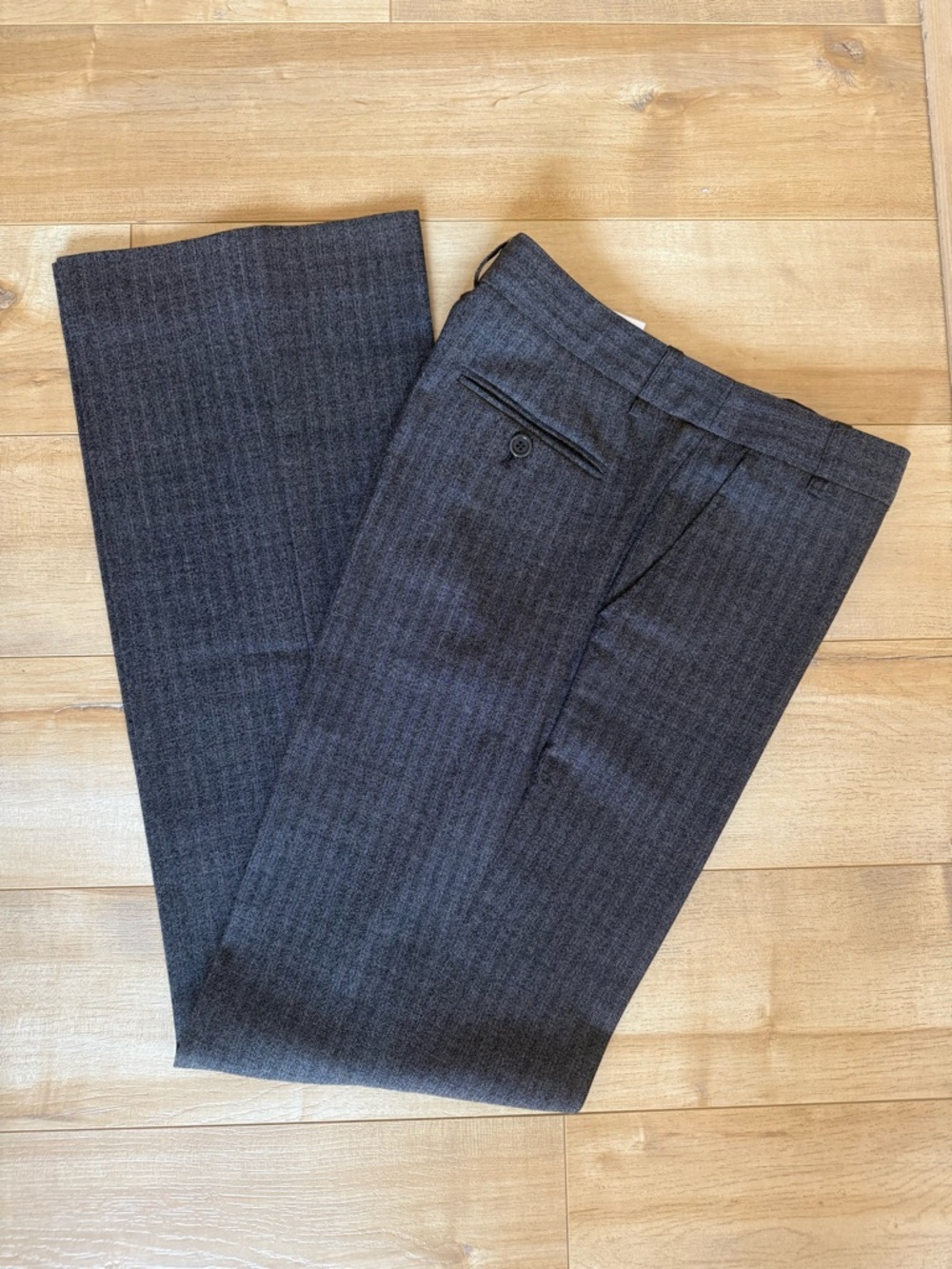 Women Dark Gray Pinstripe Dress Pants